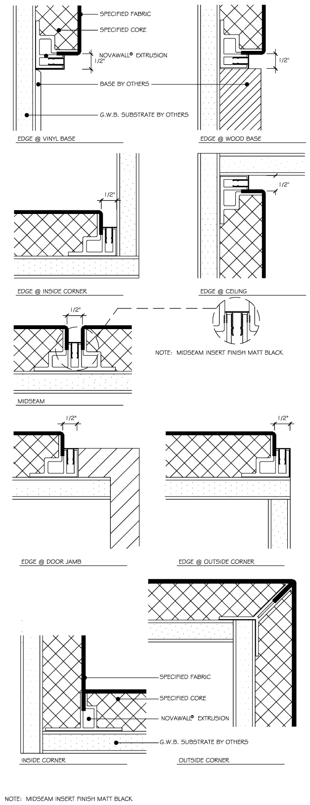 1" Square Edge with ½" Reveal Midwall Novawall