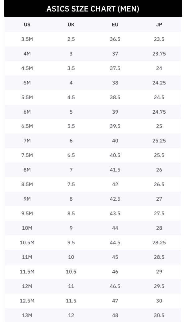 Deciphering the ASICS Size Chart: Your Ultimate Sizing Guide