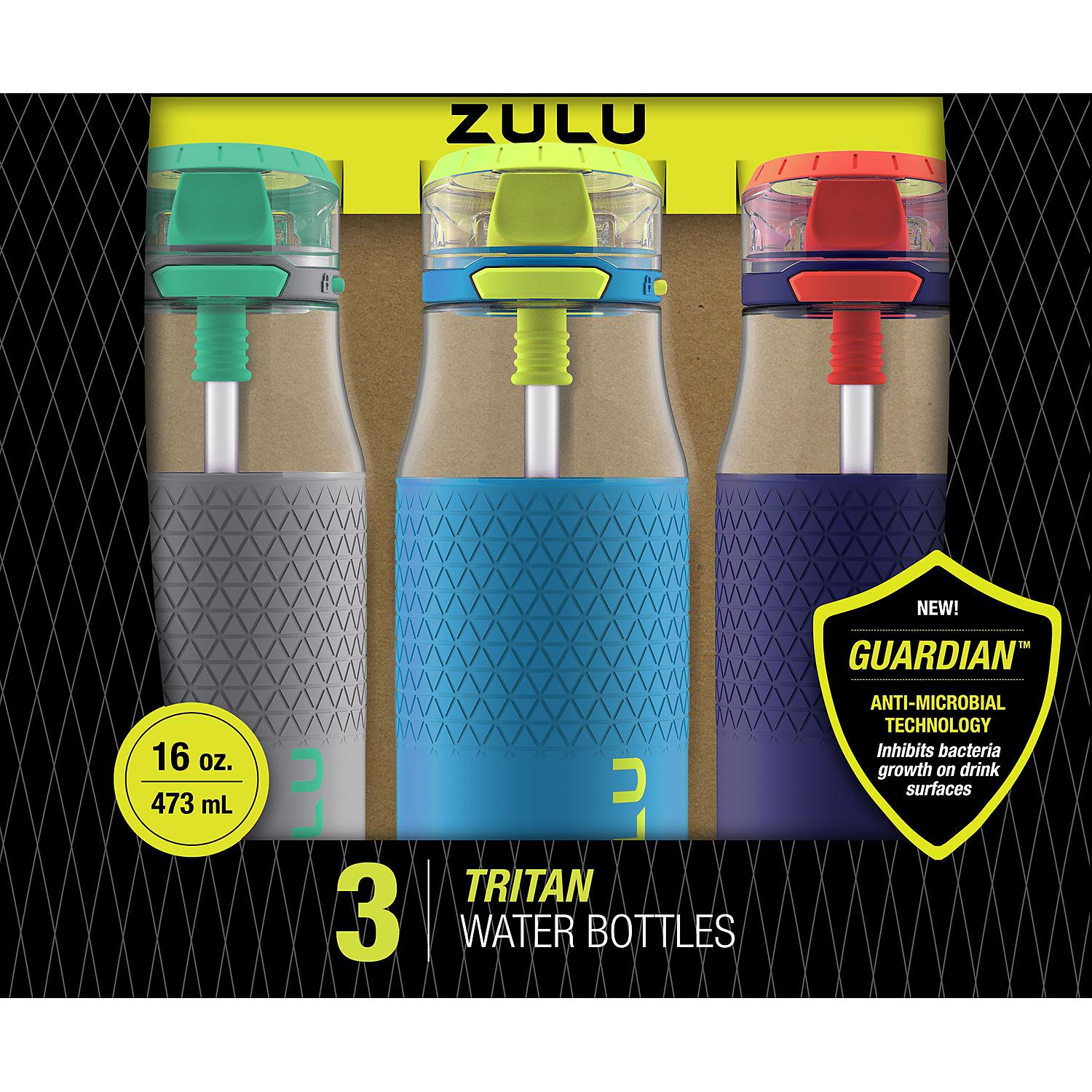 Zulu Kids 18 oz. Tag Water Bottle, 3 Pack (Assorted Colors) Novelty Shop