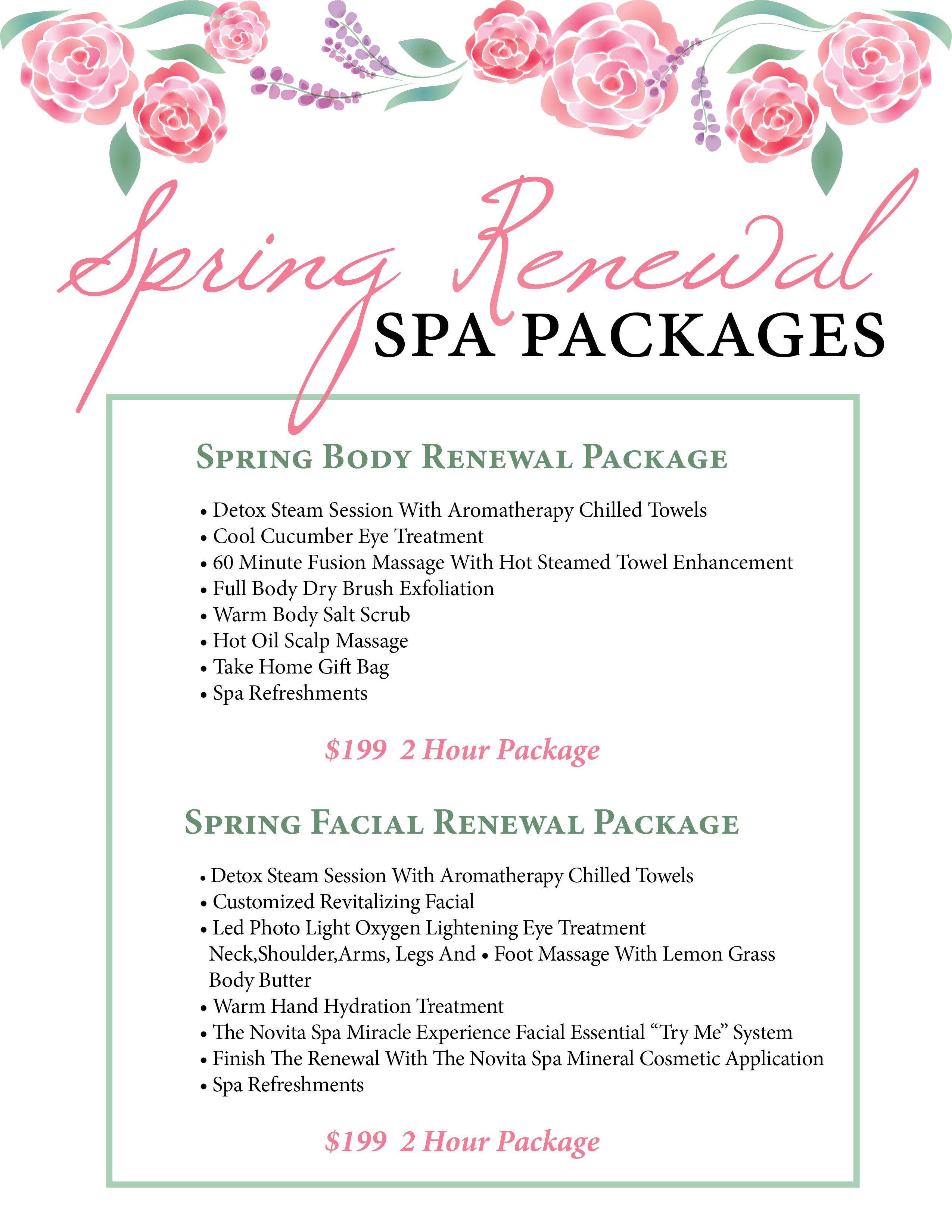 Spring Renewal Packages Novita Spa on the Square