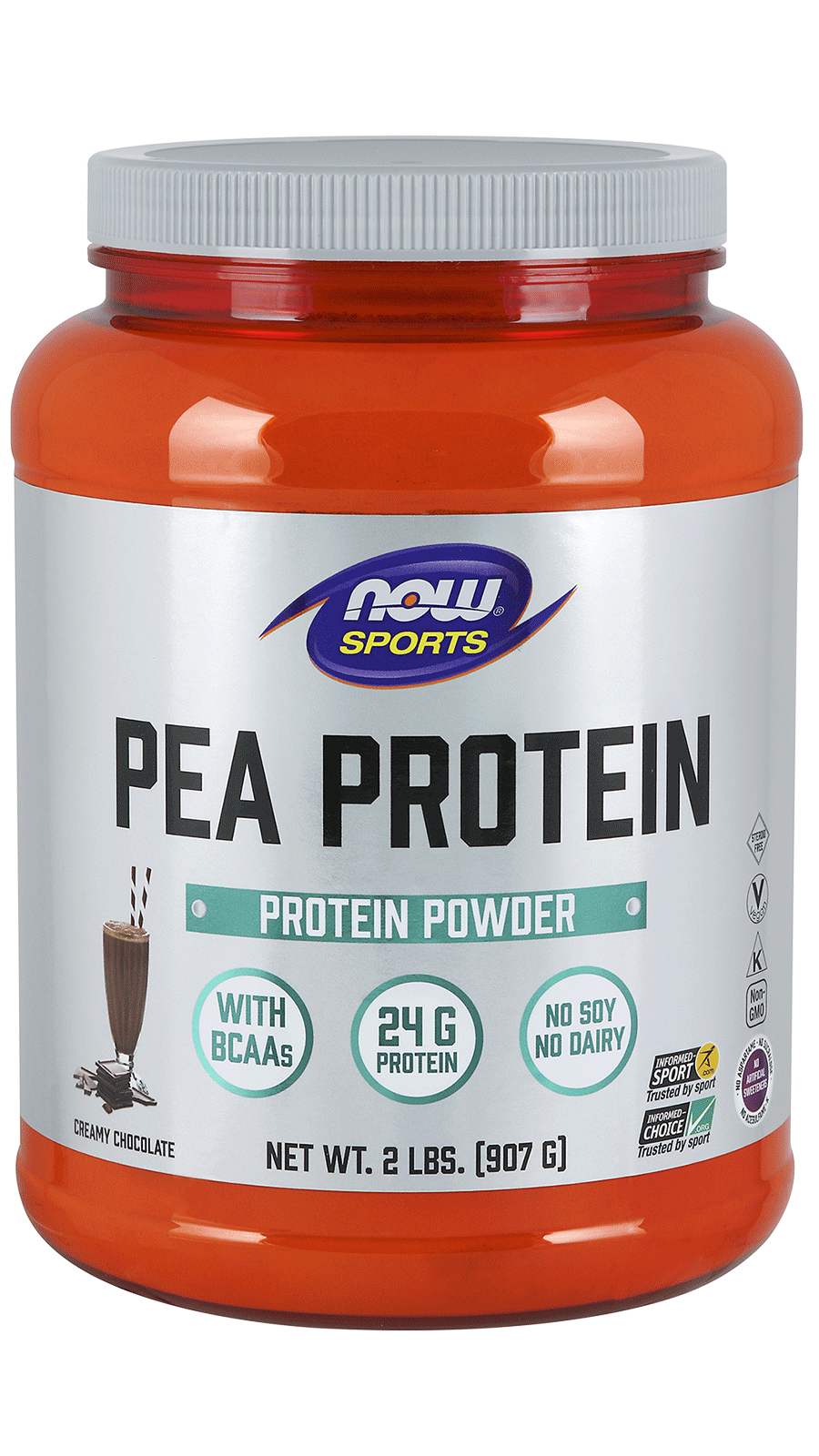 Pea Protein, Creamy Chocolate Powder 907 g NOW