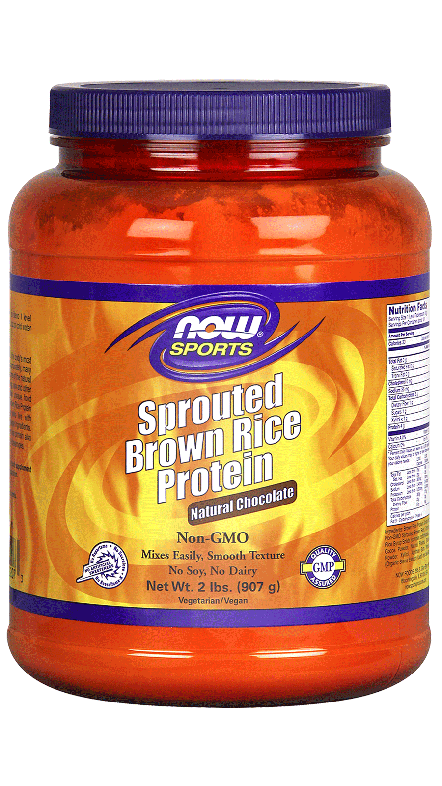 Sprouted Brown Rice Protein, Chocolate Powder 907 g NOW