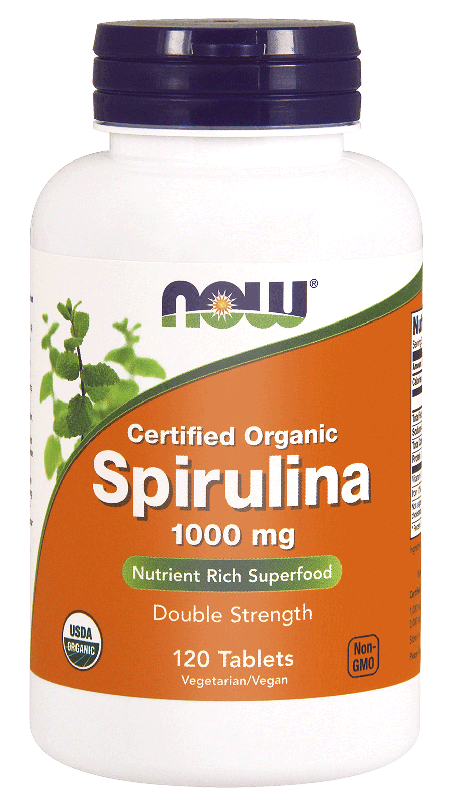 Spirulina 1000 mg Tablets, Certified Organic 120 tabletek NOW