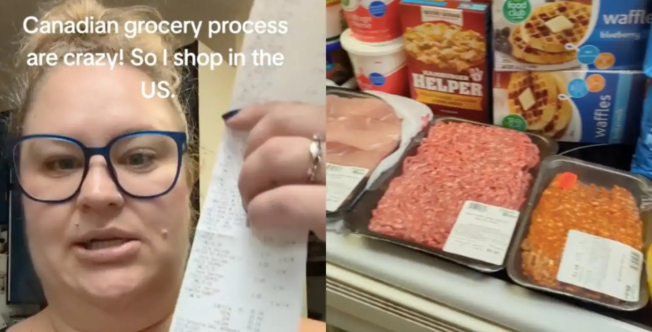 A Canadian woman does her grocery shopping in the U.S. because