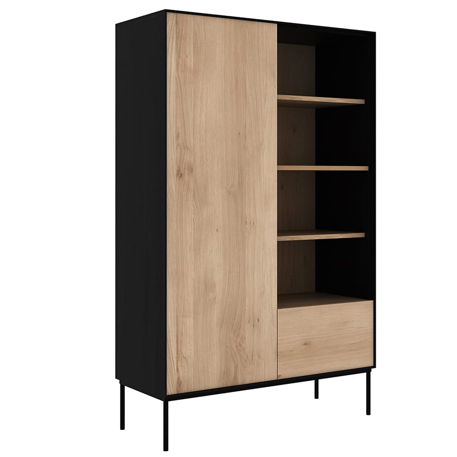 Armoire chêne noir 1 porte et un tiroir NOX DÉCO