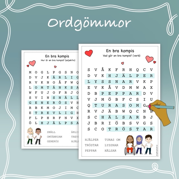 Ordgömmor En bra kompis NPF anpassat