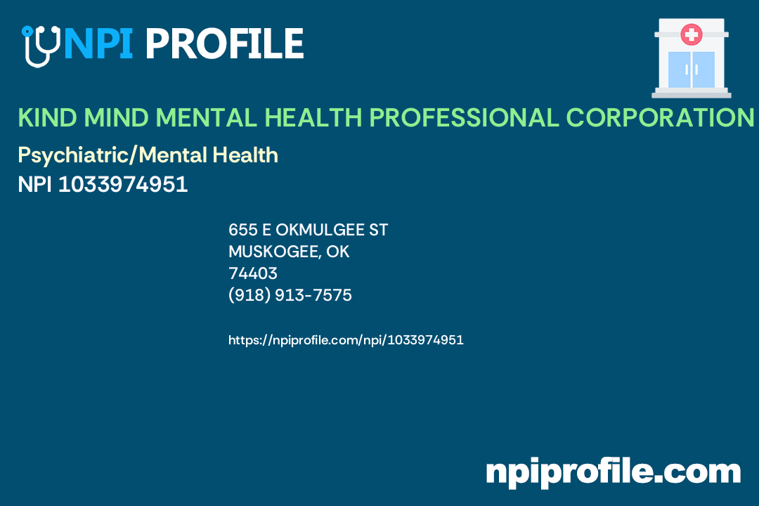 KIND MIND MENTAL HEALTH PROFESSIONAL CORPORATION, NPI 1033974951