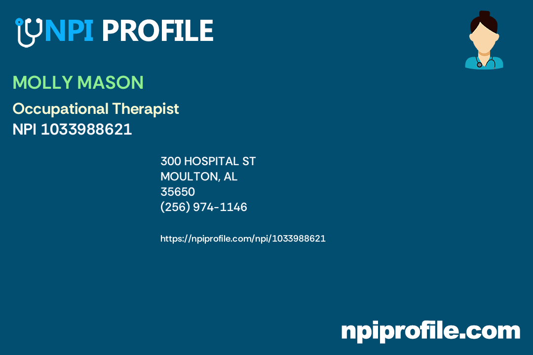 MOLLY MASON, NPI 1033988621 Occupational Therapist in Moulton, AL