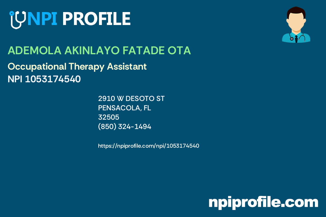 ADEMOLA AKINLAYO FATADE OTA, NPI 1053174540 Occupational Therapy