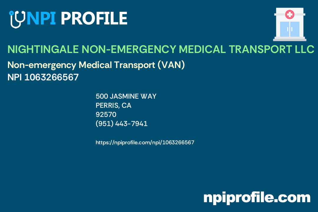 NIGHTINGALE NONEMERGENCY MEDICAL TRANSPORT LLC, NPI 1063266567 Non