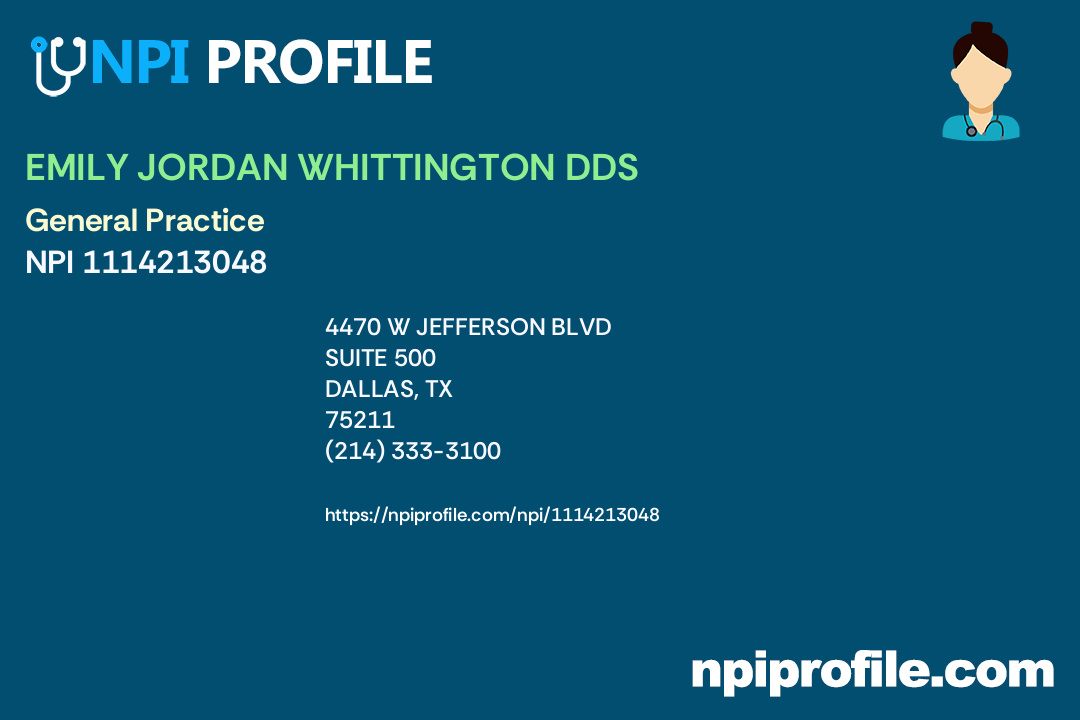 EMILY JORDAN WHITTINGTON DDS, NPI 1114213048 Dentist in Dallas, TX