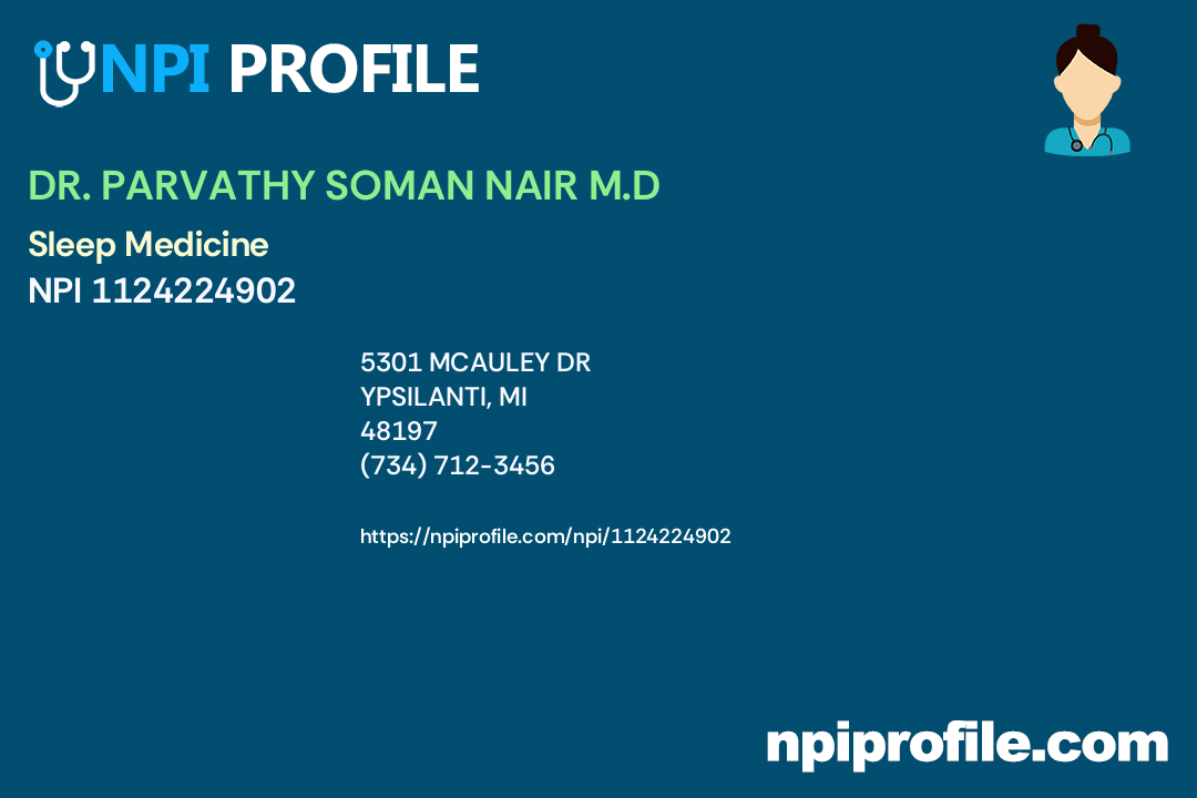 DR. PARVATHY SOMAN NAIR M.D, NPI 1124224902 Internal Medicine in