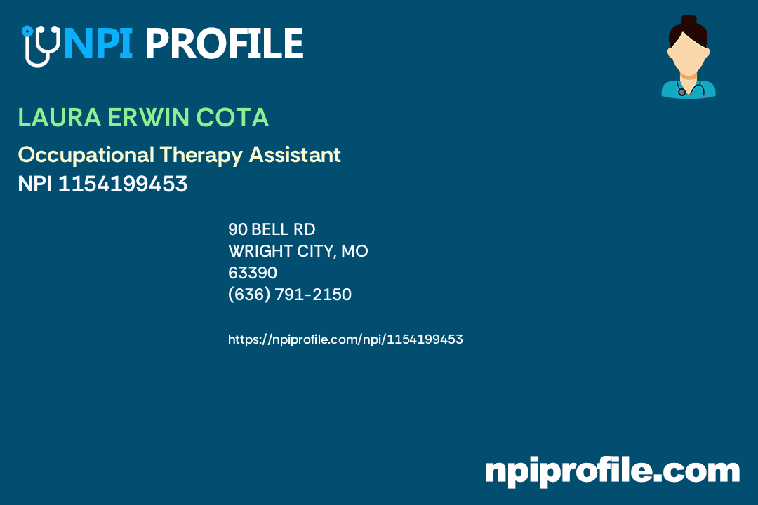 LAURA ERWIN COTA, NPI 1154199453 Occupational Therapy Assistant in