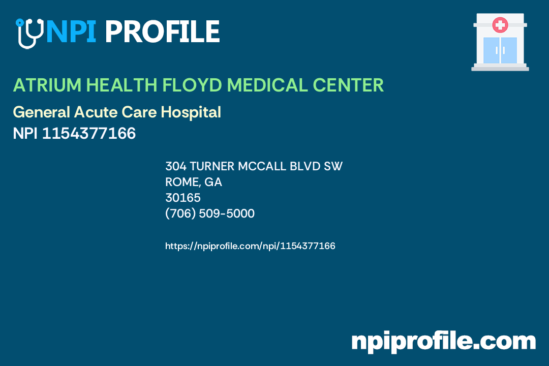 ATRIUM HEALTH FLOYD MEDICAL CENTER, NPI 1154377166 General Acute Care