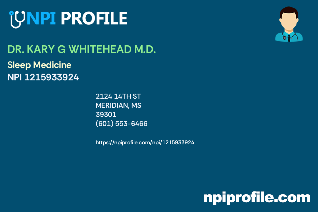 DR. KARY G WHITEHEAD M.D., NPI 1215933924 Internal Medicine in