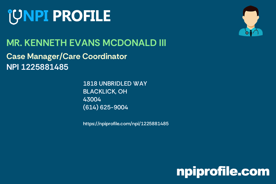 MR. EVANS MCDONALD III, NPI 1225881485 Community Health