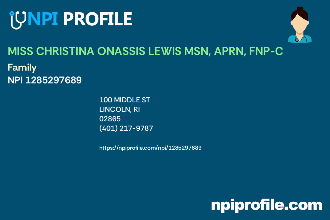 MISS CHRISTINA ONASSIS LEWIS MSN, APRN, FNPC Accepted Health Plans
