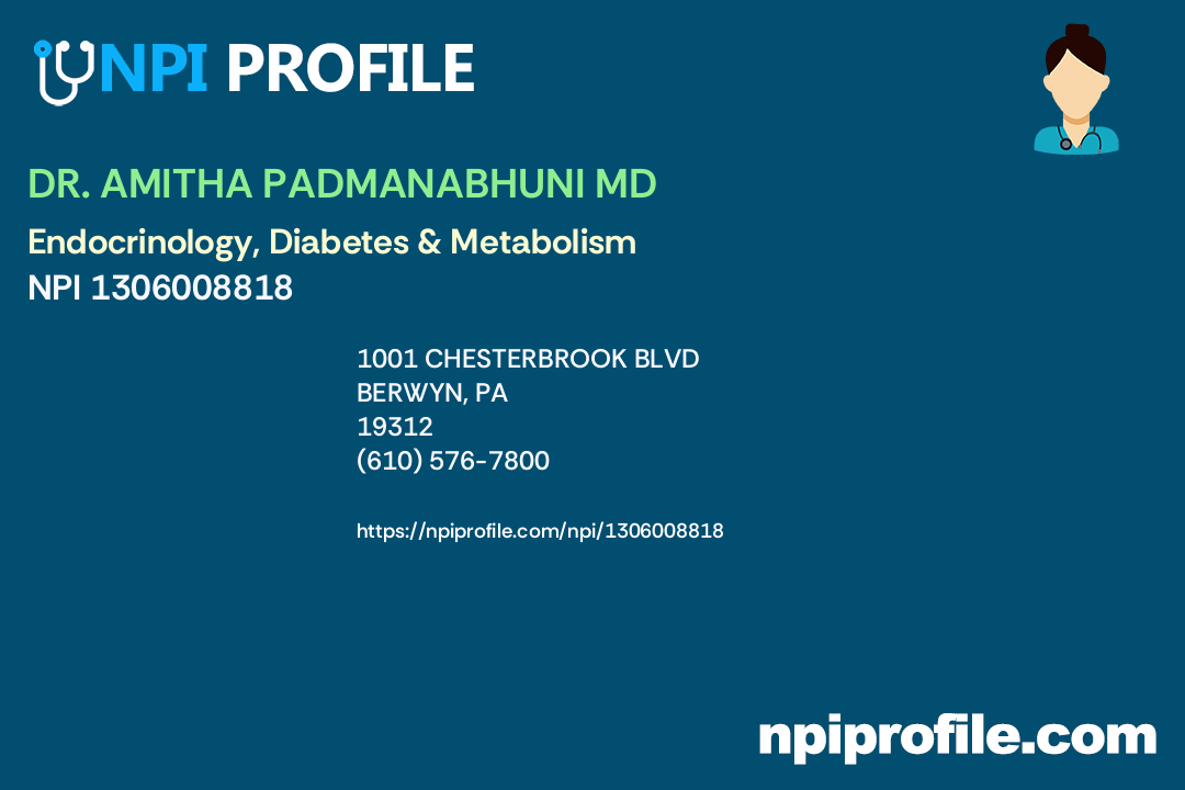 DR. AMITHA PADMANABHUNI MD, NPI 1306008818 Internal Medicine in