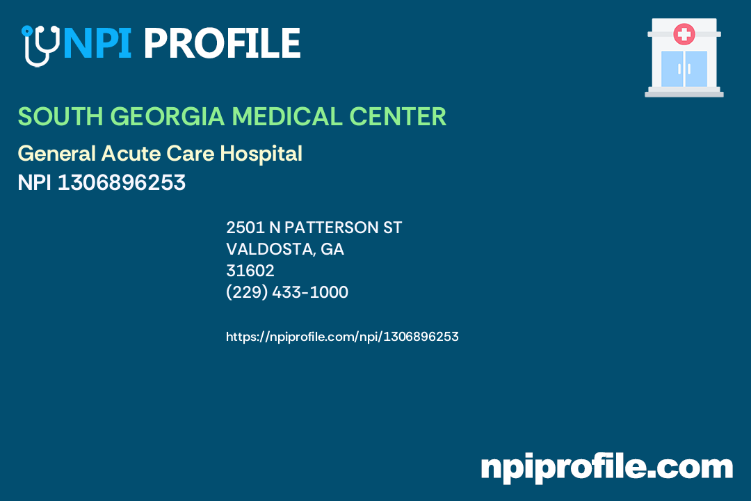 SOUTH MEDICAL CENTER, NPI 1306896253 General Acute Care