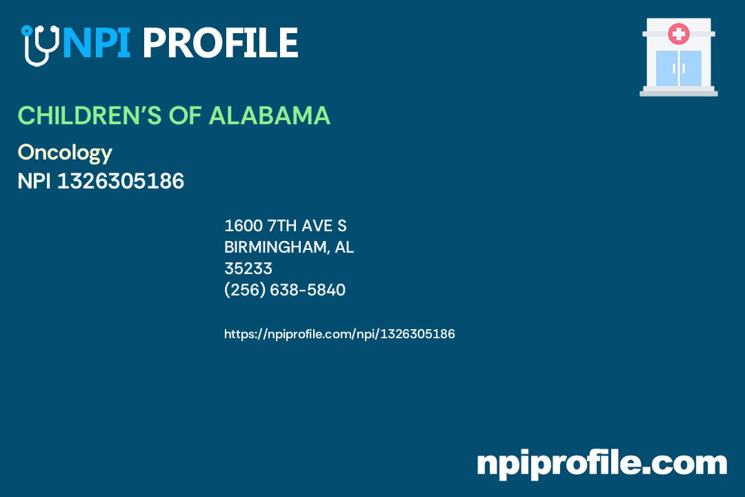 CHILDREN'S OF ALABAMA, NPI 1326305186 Clinic/Center in Birmingham, AL