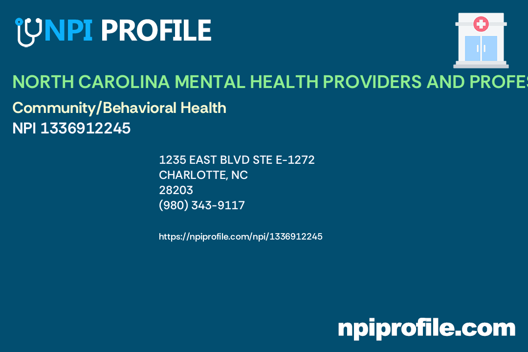 NC MENTAL HEALTH PROVIDER PROFESSIONALS NC MH PP, NPI 1336912245