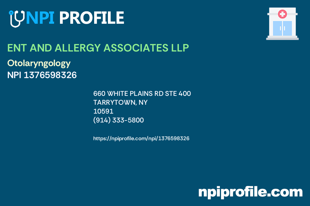 ENT AND ALLERGY ASSOCIATES LLP, NPI 1376598326 Otolaryngology in