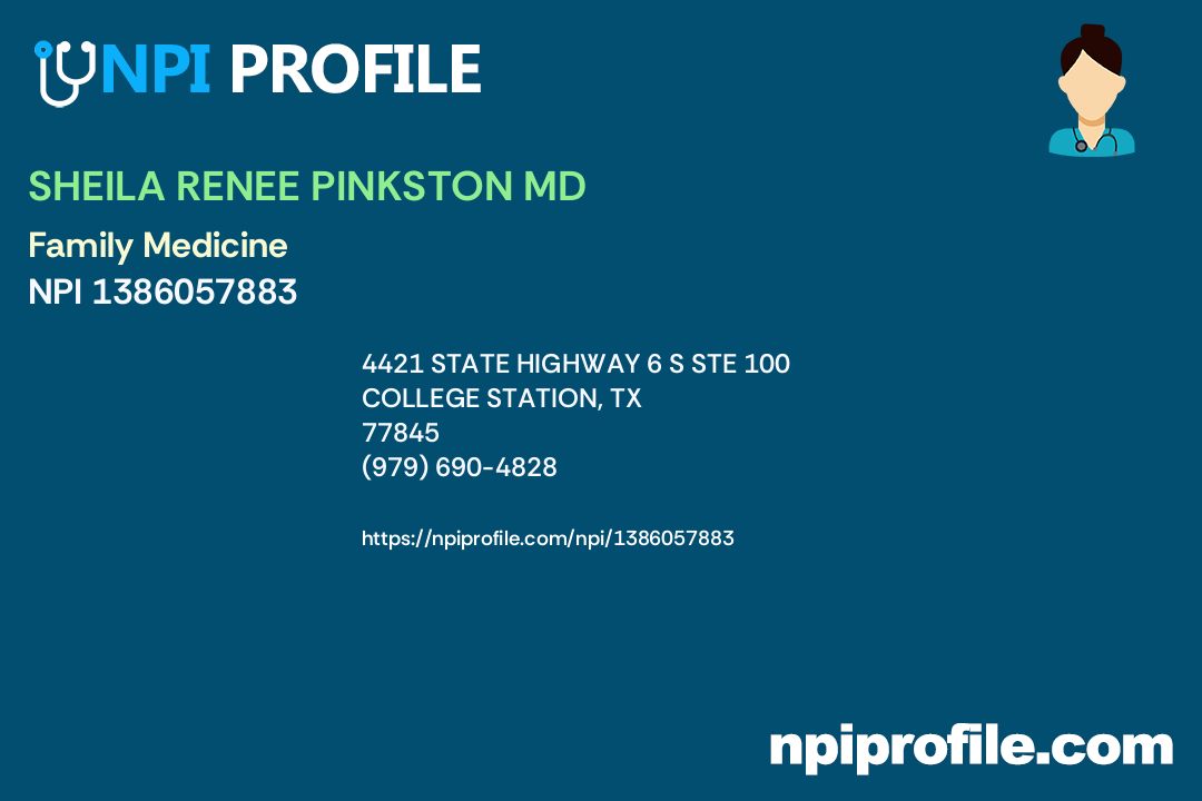 SHEILA RENEE PINKSTON MD, NPI 1386057883 Family Medicine in San