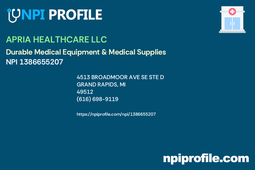 APRIA HEALTHCARE LLC, NPI 1386655207 Durable Medical Equipment