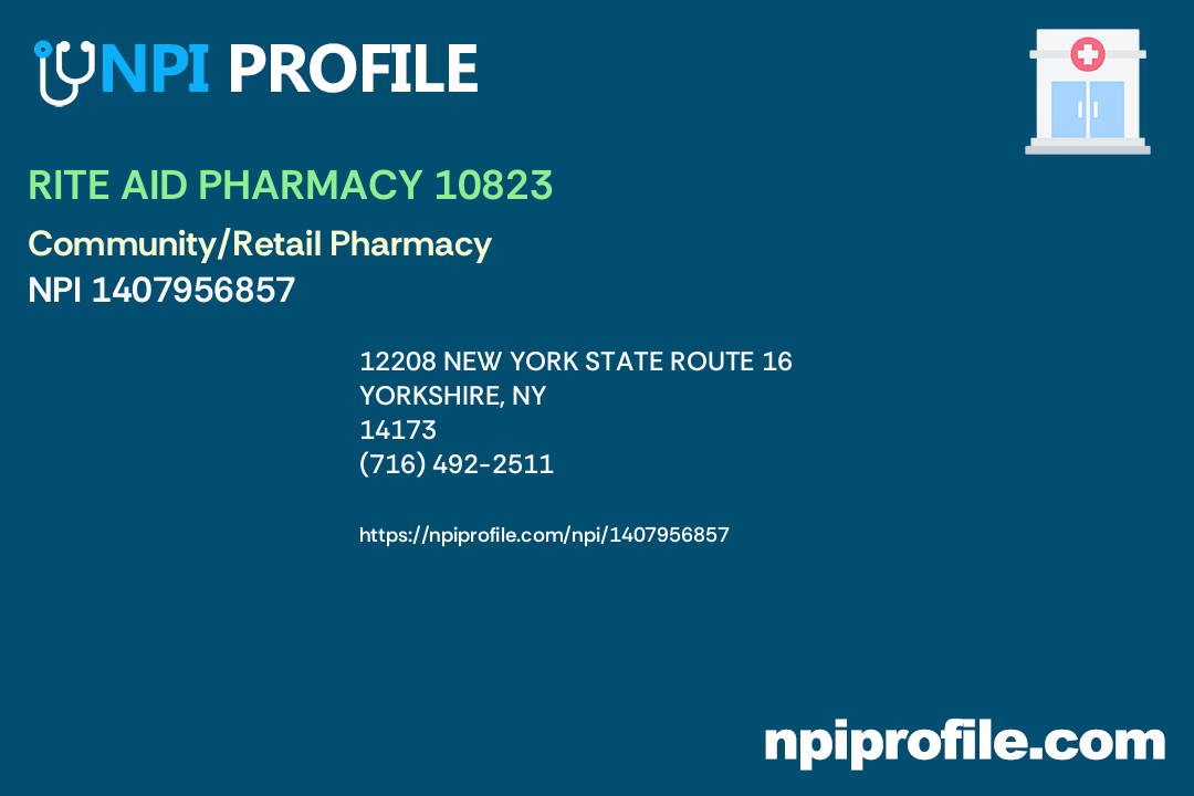 RITE AID PHARMACY 10823, NPI 1407956857 Pharmacy in Yorkshire, NY