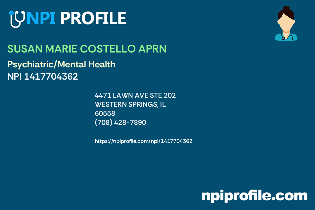 SUSAN MARIE COSTELLO APRN, NPI 1417704362 Nurse Practitioner in