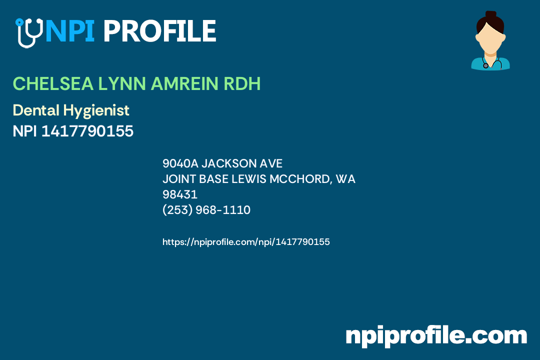 CHELSEA LYNN AMREIN RDH, NPI 1417790155 Dental Hygienist in Joint
