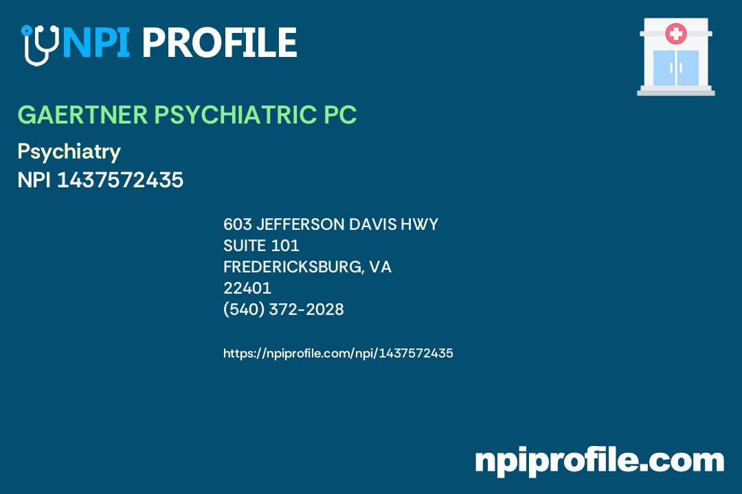 GAERTNER PSYCHIATRIC PC, NPI 1437572435 Psychiatry & Neurology in