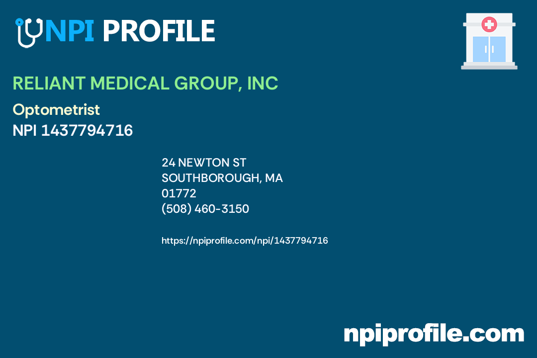 RELIANT MEDICAL GROUP, INC, NPI 1437794716 Optometrist in