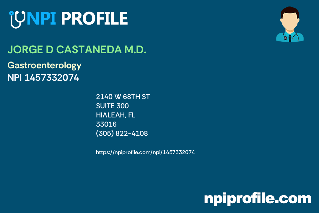 D CASTANEDA M.D., NPI 1457332074 Internal Medicine in Hialeah, FL