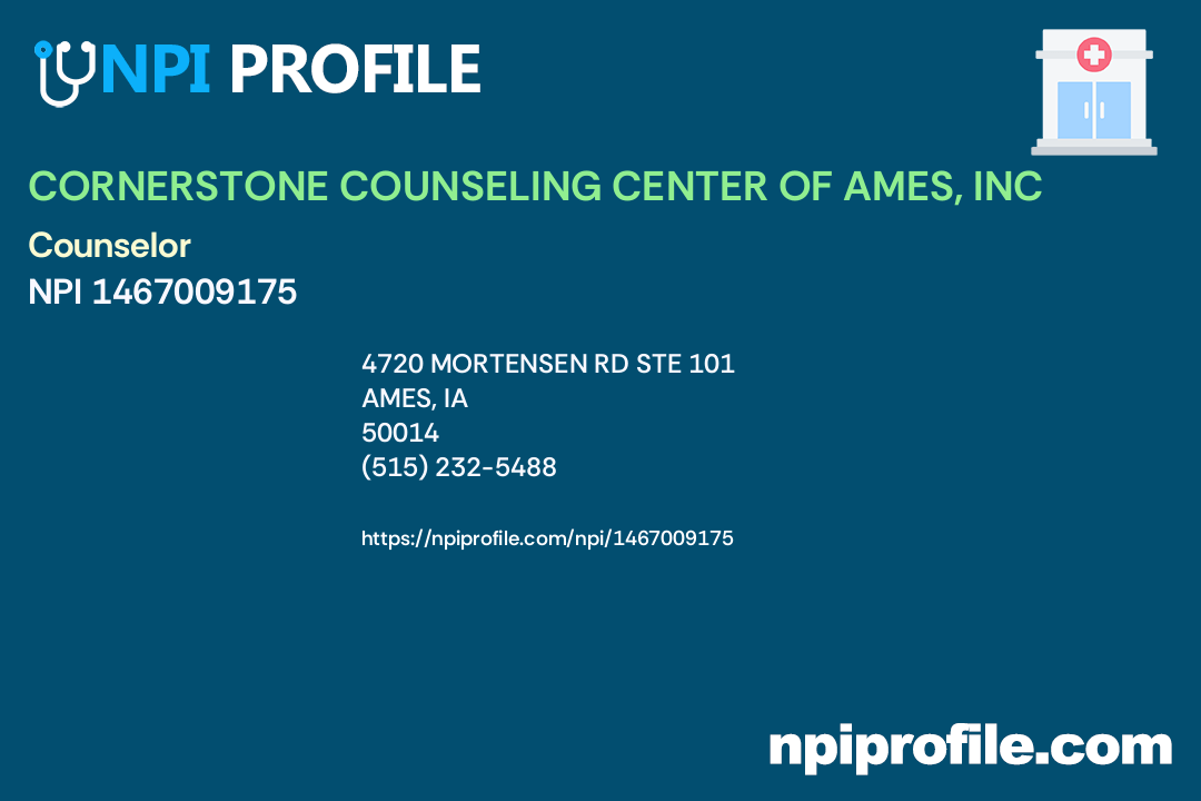 CORNERSTONE COUNSELING CENTER OF AMES, INC Accepted Health Plans and Insurance Coverage