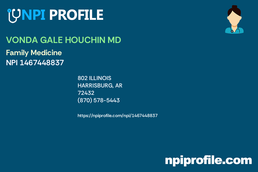 VONDA GALE HOUCHIN MD, NPI 1467448837 Family Medicine in Harrisburg, AR