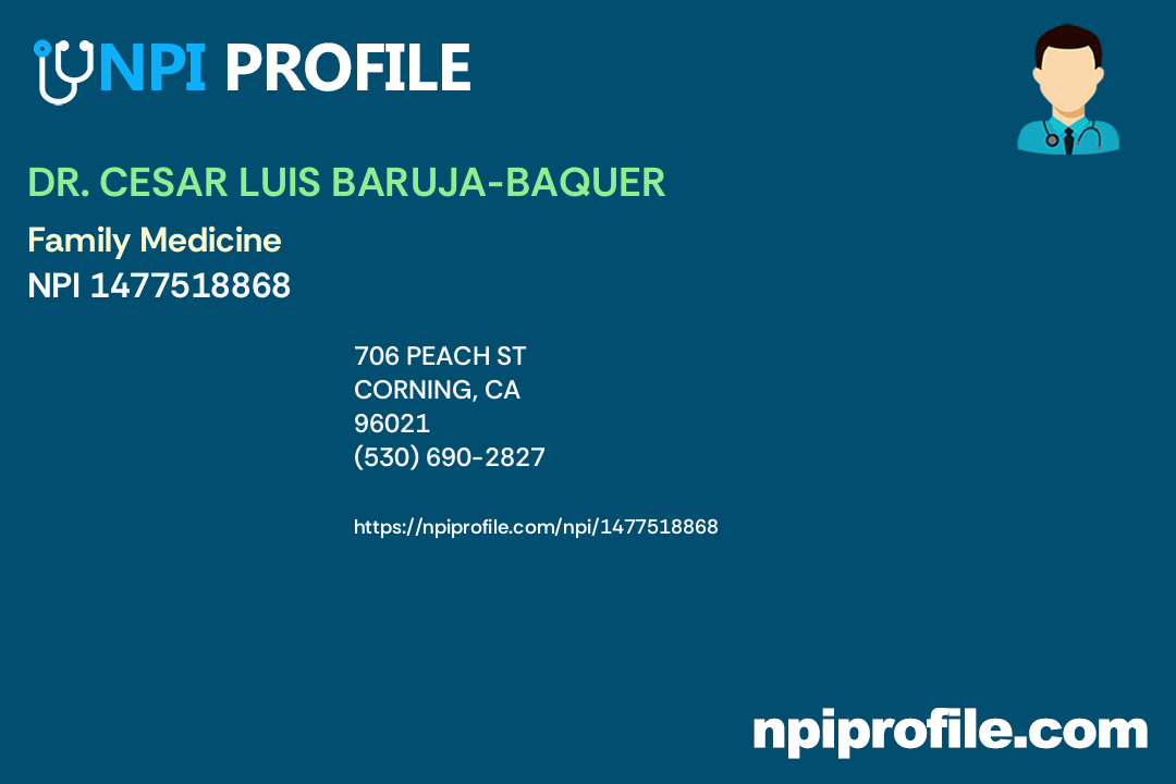 DR. CESAR LUIS BARUJABAQUER, NPI 1477518868 Family Medicine in