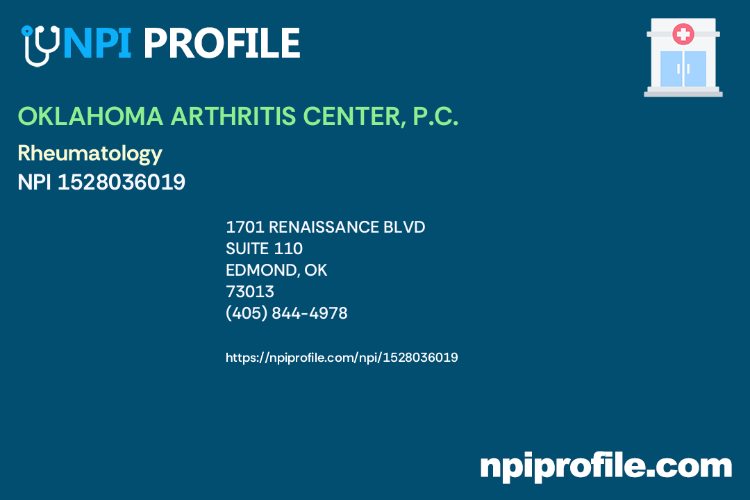 OKLAHOMA ARTHRITIS CENTER, P.C., NPI 1528036019 Internal Medicine in
