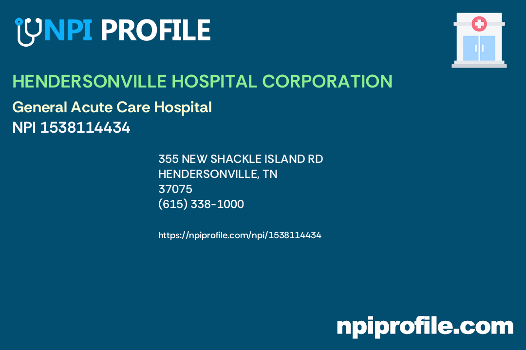 TRISTAR HENDERSONVILLE MEDICAL CENTER, NPI 1538114434 General Acute