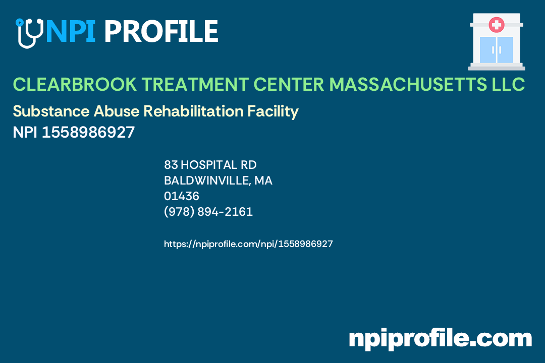CLEARBROOK TREATMENT CENTER MASSACHUSETTS LLC, NPI 1558986927