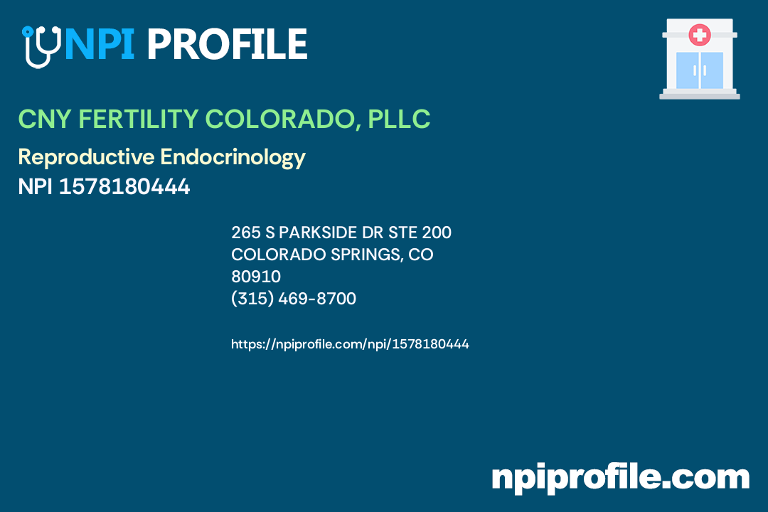 CNY FERTILITY COLORADO, PLLC NPI 1578180444 Obstetrics & Gynecology in Colorado Springs, CO