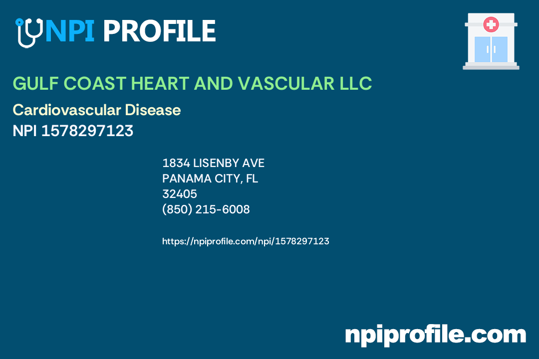 GULF COAST HEART AND VASCULAR LLC, NPI 1578297123 Internal Medicine