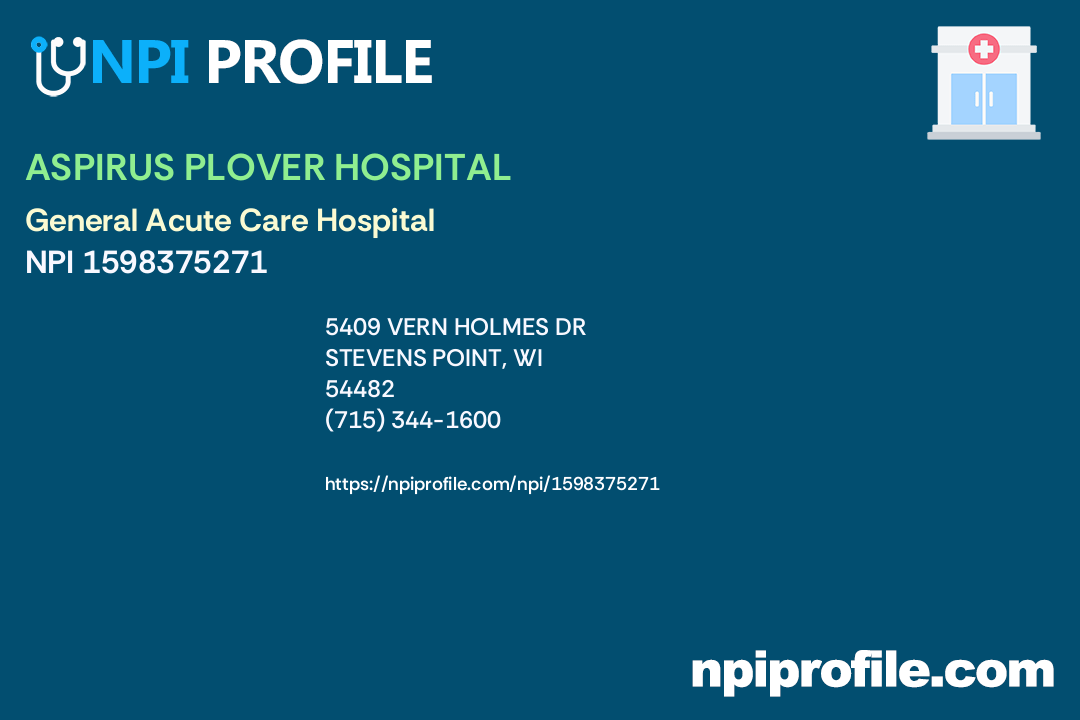ASPIRUS PLOVER HOSPITAL Complete NPI Record 1598375271