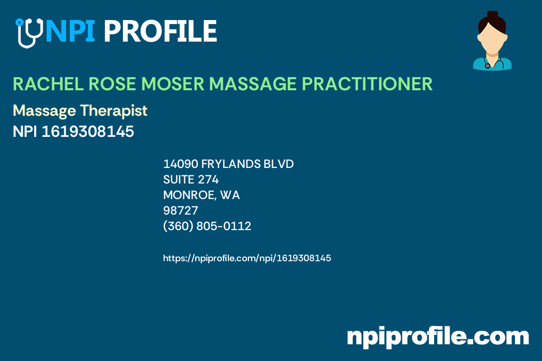 RACHEL ROSE MOSER MASSAGE PRACTITIONER Accepted Health Plans and