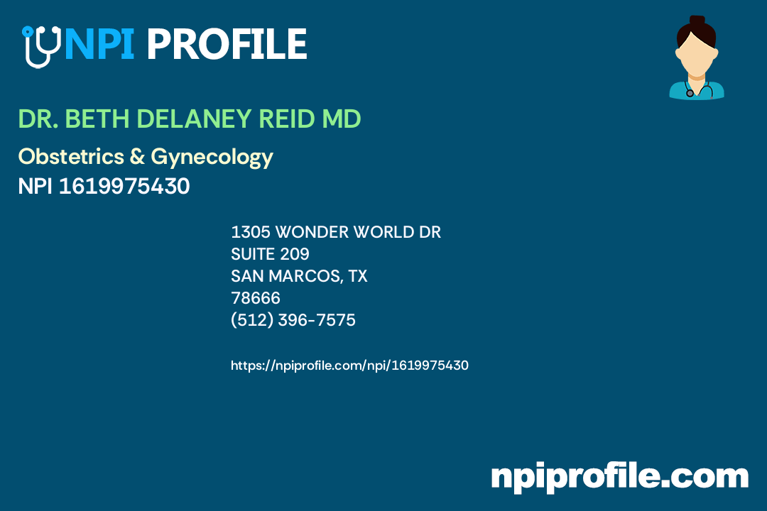 DR. BETH DELANEY REID MD, NPI 1619975430 Obstetrics & Gynecology in