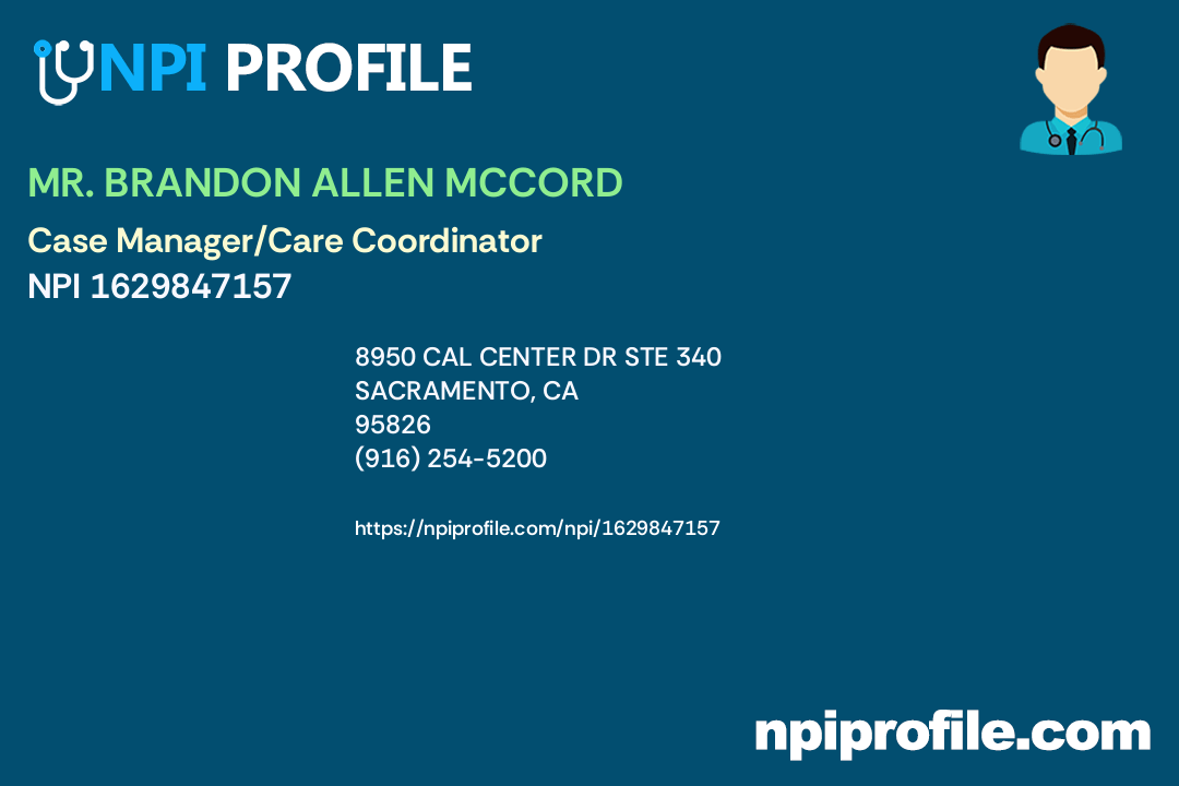MR. BRANDON ALLEN MCCORD Complete NPI Record 1629847157