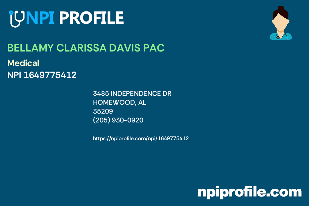 BELLAMY CLARISSA DAVIS PAC, NPI 1649775412 Physician Assistant in