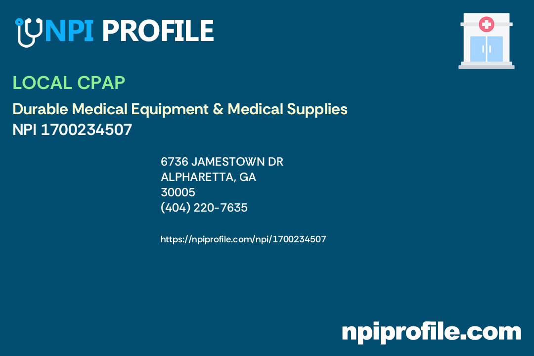 LOCAL CPAP, NPI 1700234507 Durable Medical Equipment & Medical