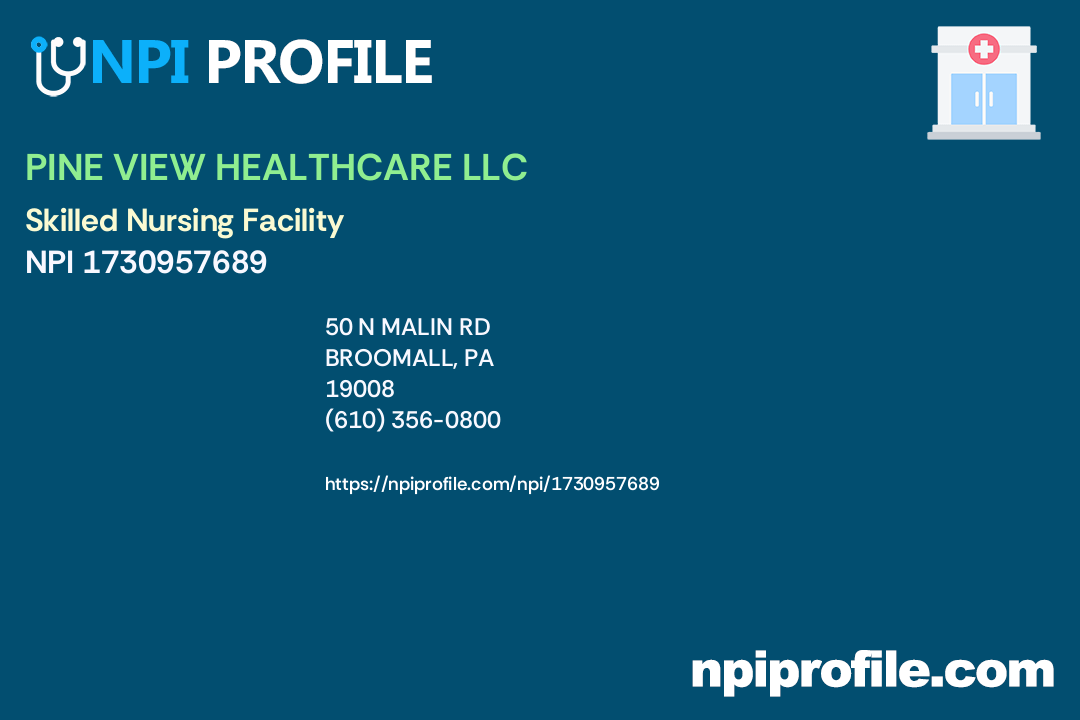 PINE VIEW HEALTHCARE LLC, NPI 1730957689 Skilled Nursing Facility in