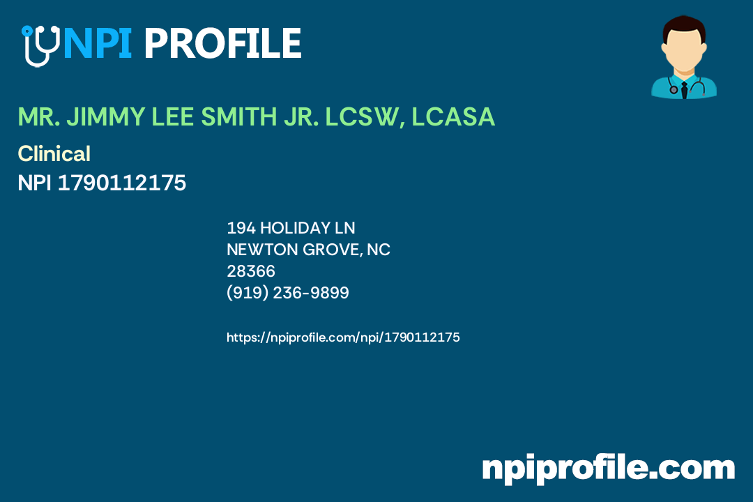 MR. JIMMY LEE SMITH JR. LCSW, LCASA Accepted Health Plans and